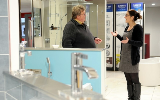 13 - Plumb Inn Bathroom Showroom - A Customer Having a Conversation