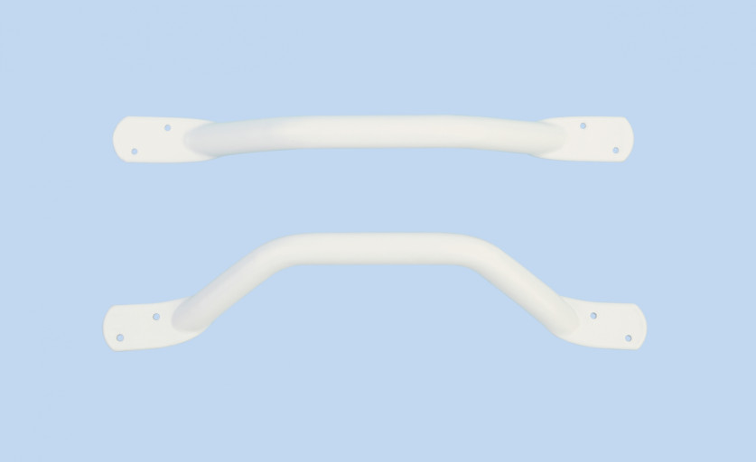 Mild Steel Flat End Grab Rail, 25 x 300mm White LDPE